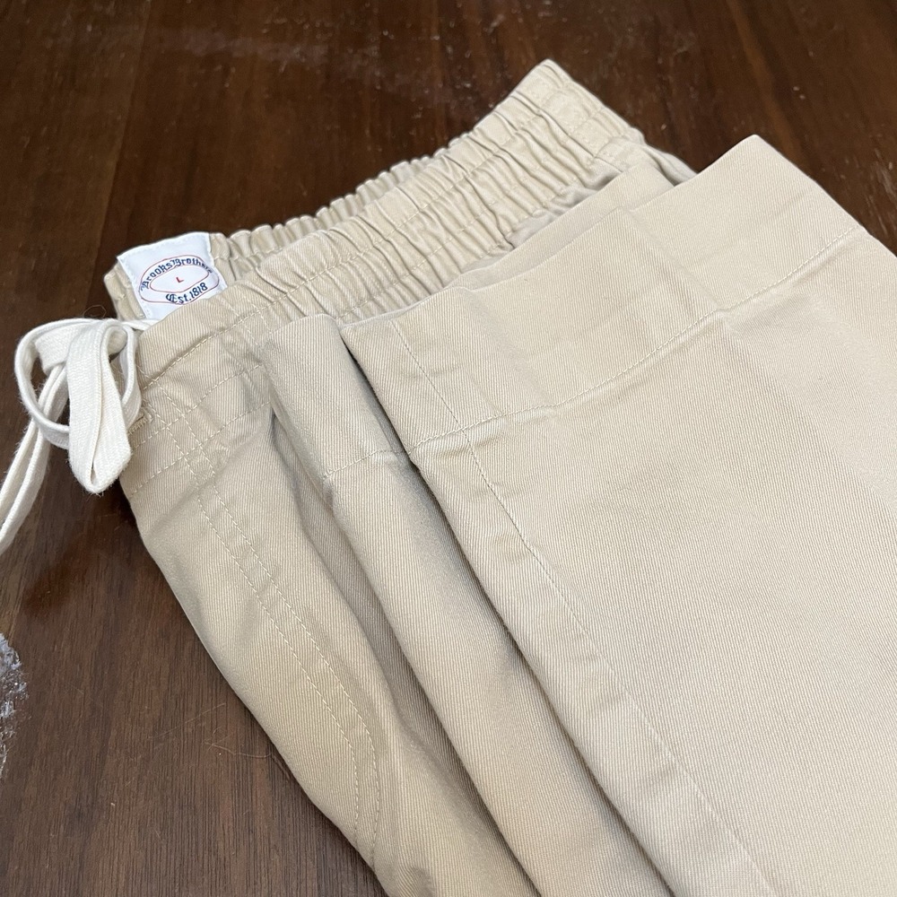 Brooks Brothers Stretch Cotton Jogger Pants Men's L Khaki Preppy  Casual EUC